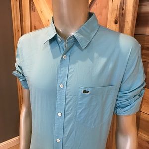 😎 Lacoste Long Sleeve Button Down Size 42 …